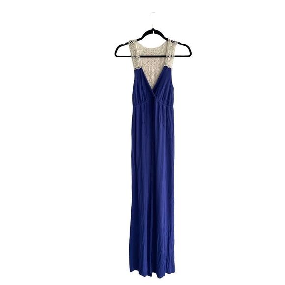 M4EO Sleeveless Boho Maxi Dress Embroidery Indigo Blue M - Picture 3 of 8
